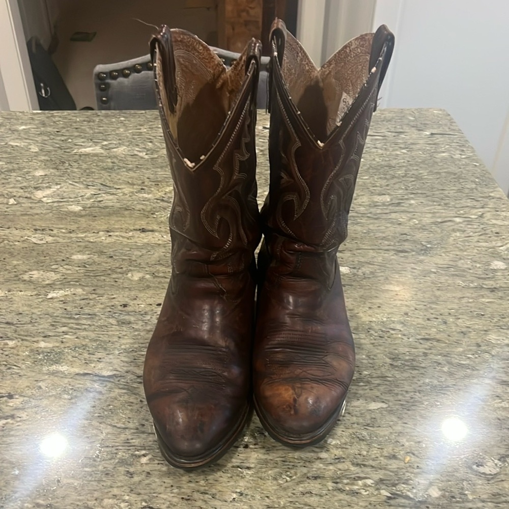 Double H AG7 Work Western 3282 Brown Leather Pull On Western Boots Mens 10 D